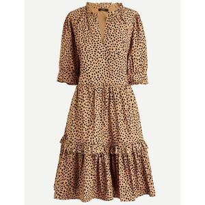 J.Crew leopard print cotton poplin popover ruffle dress medium